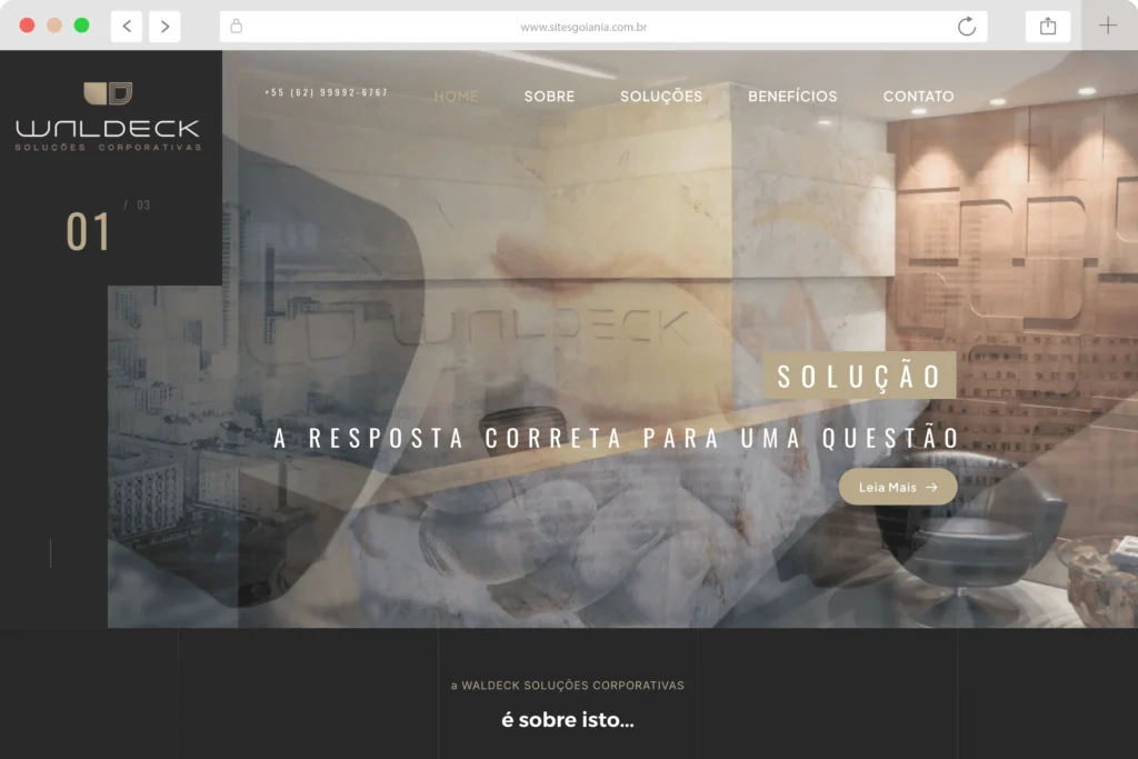 Site do escritório Waldeck Advogados criado pela Sites Goiânia