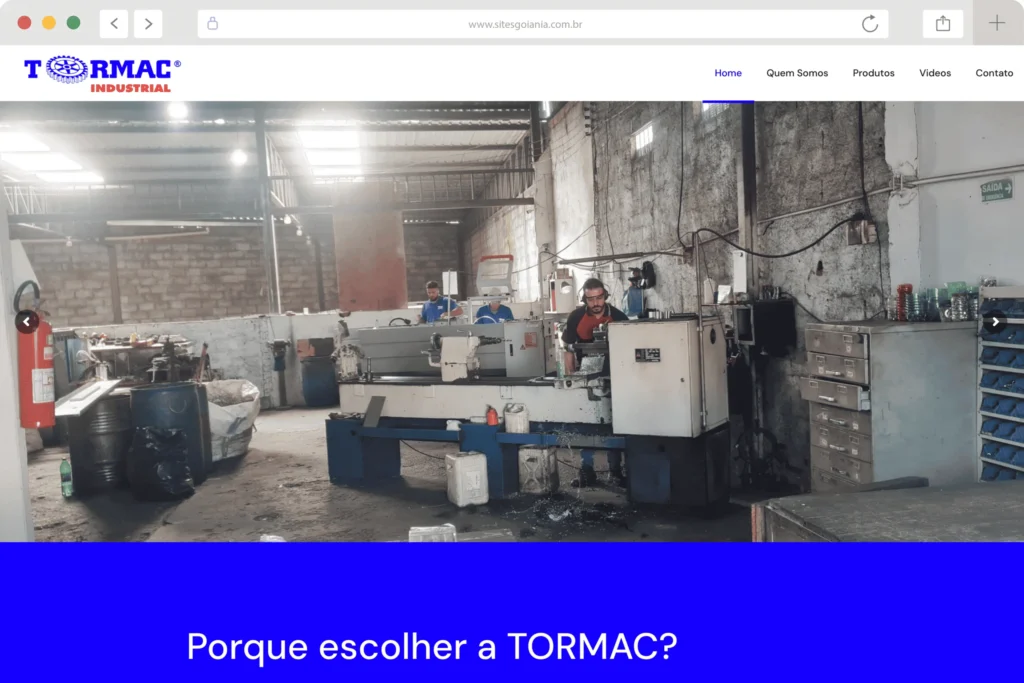 Site institucional Tormac criado pela Sites Goiânia
